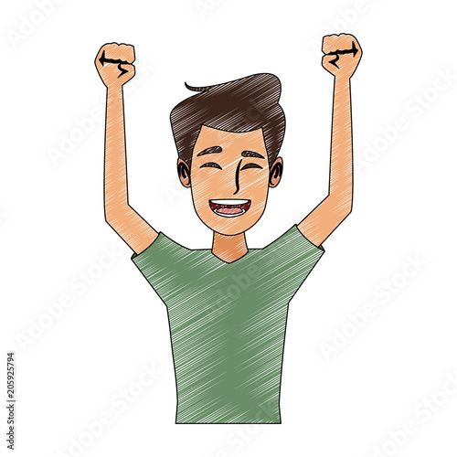 young man doing hands expressions vector illustration graphic design