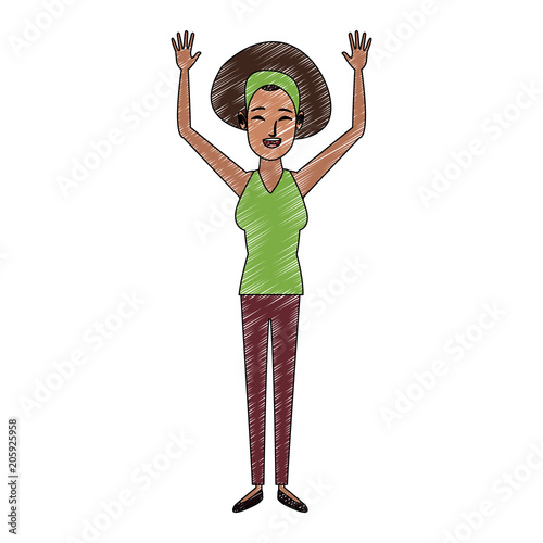 Young woman doing hands expressions vector illustration graphic design