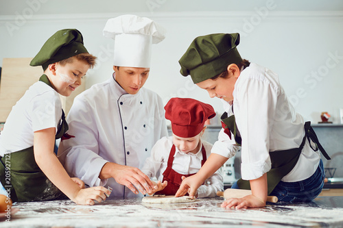 Children learn to cook in the classroom in the kitchen.