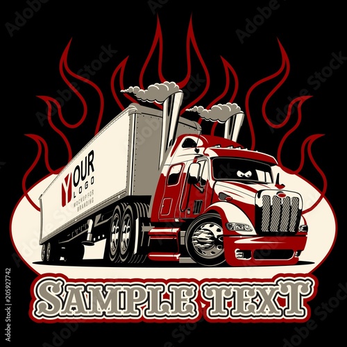 Vector cartoon semi truck template