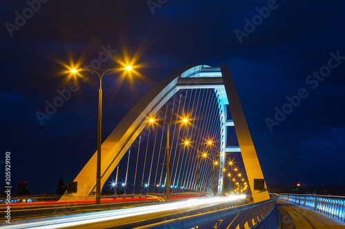 Apollo Bridge in Bratislava at night, Slovakia photo