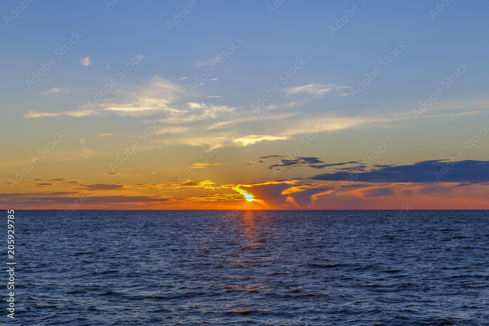 Sunset on Ladoga lake, Russia
