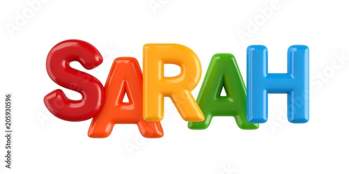 isolated colorfull 3d Kid Name balloon font Sarah