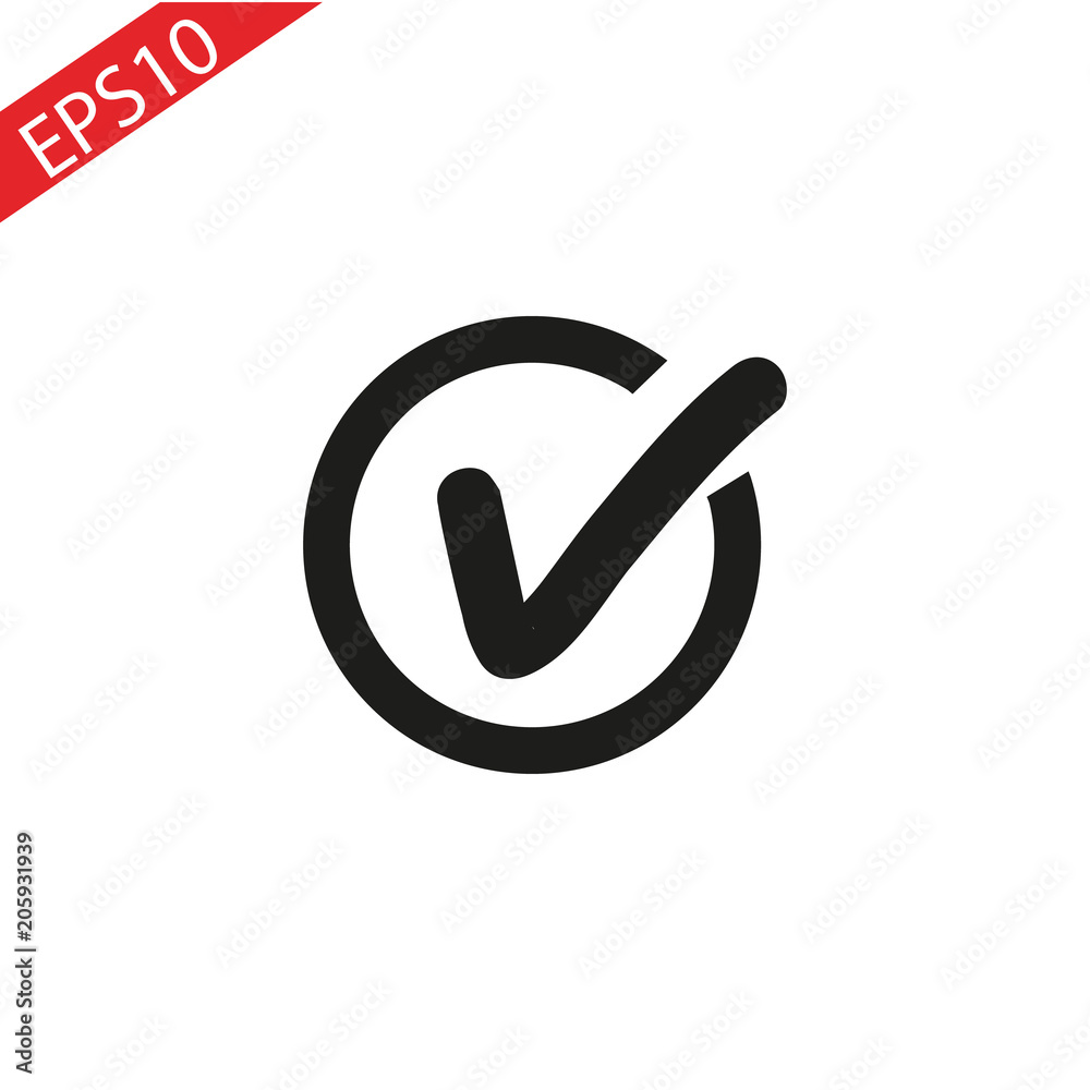 Check list button icon. Check mark in round sign. Check list button icon. Check mark in round sign.