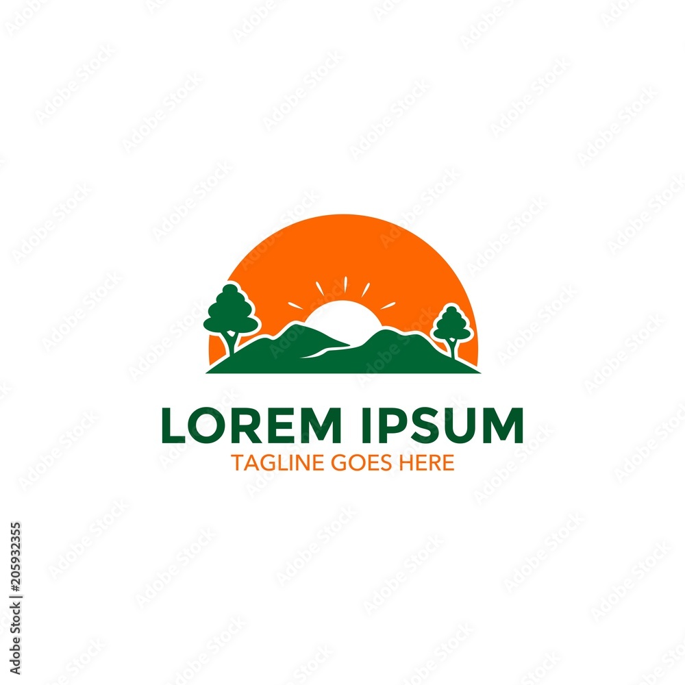 unique landscape logo vector design. icon. vector illustration