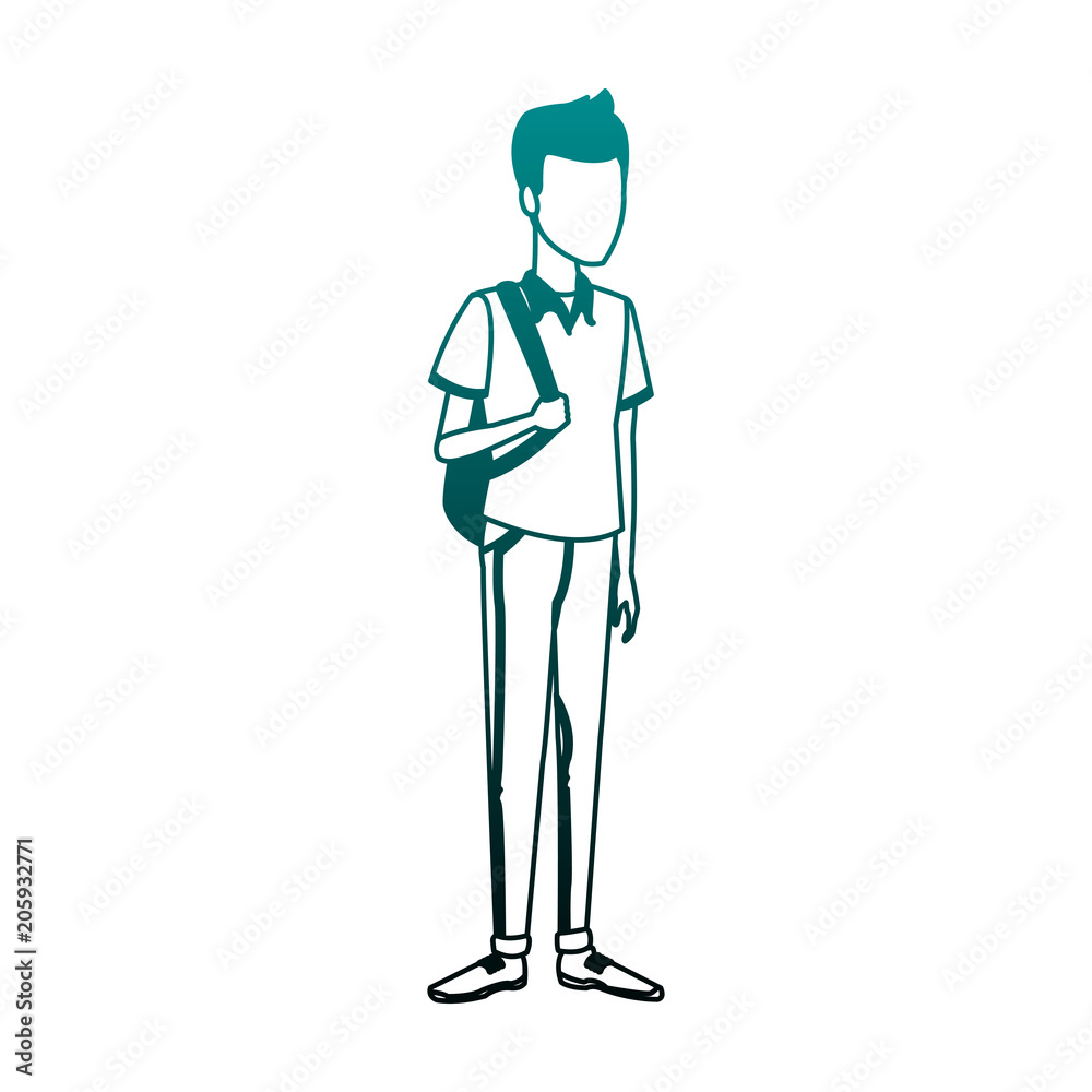 Young man student cartoon vector illustration graphic design