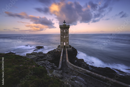 Scenic view of Kermorvan Lighthouse during sunset photo