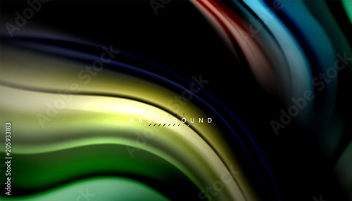 Fluid mixing colors, vector wave abstract background
