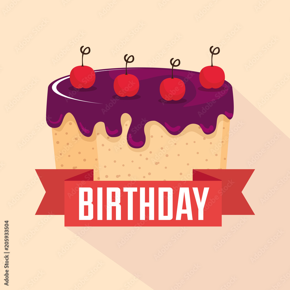 birthday card with sweet cake and ribbon frame vector illustration design birthday card with sweet cake and ribbon frame vector illustration design