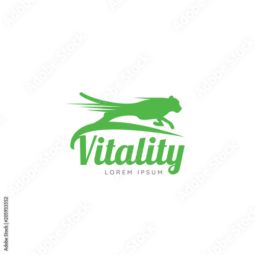 Running Cheetah. Symbol of vitality. Creative design. Vector