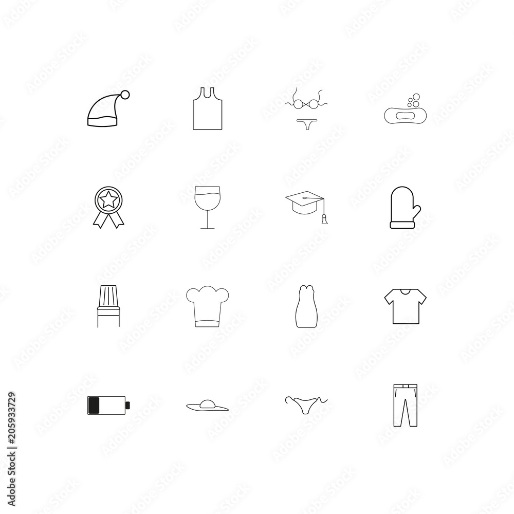 Beauty Dress And Clothes linear thin icons set. Outlined simple vector icons