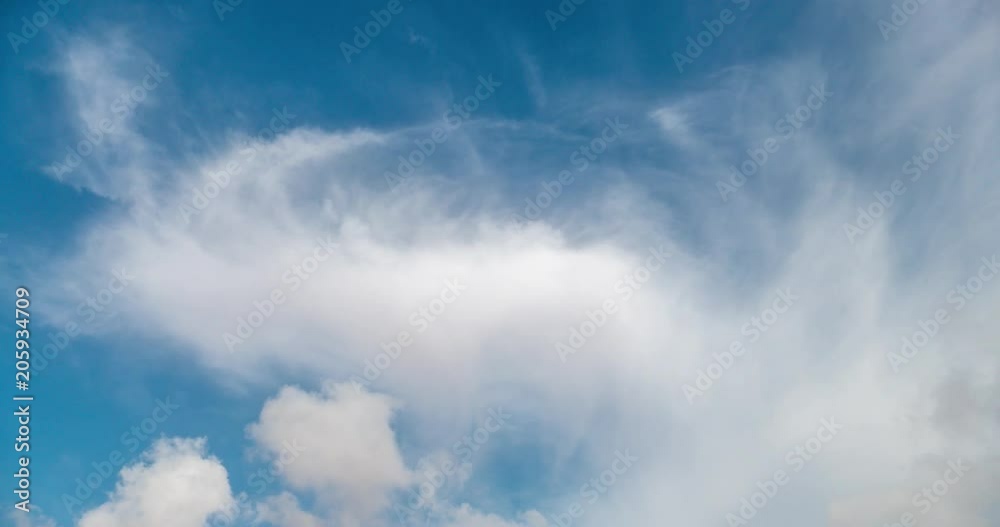 Deep fluffy clouds, moving from backward to forward over the sky Deep fluffy clouds, moving from backward to forward over the sky