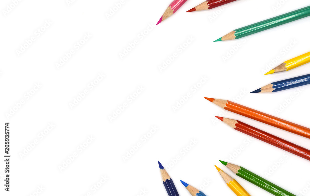 color pencils isolated on white background color pencils isolated on white background