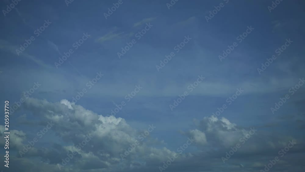 Real Time video of Blue Sky with fluffy clouds in 4K