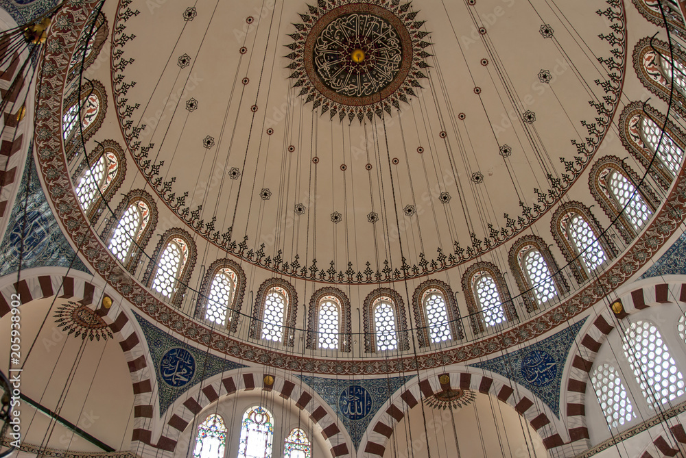 Istanbul, Turkey, 25 April 2006: Rustem Pasha Mosque is an Ottoman mosque in the Eminonu district of Istanbul.