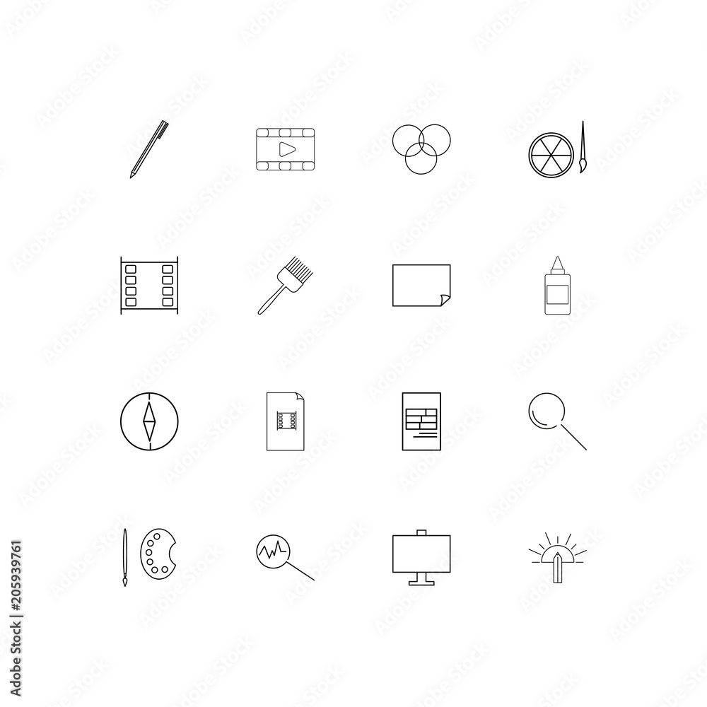 Creative Process And Design linear thin icons set. Outlined simple vector icons