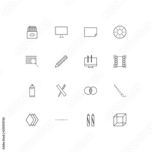 Creative Process And Design linear thin icons set. Outlined simple vector icons
