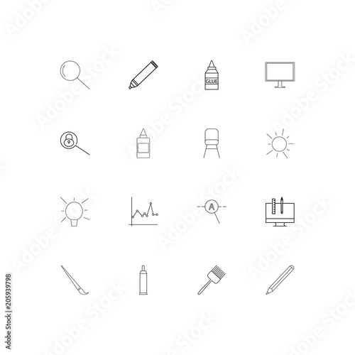 Creative Process And Design linear thin icons set. Outlined simple vector icons