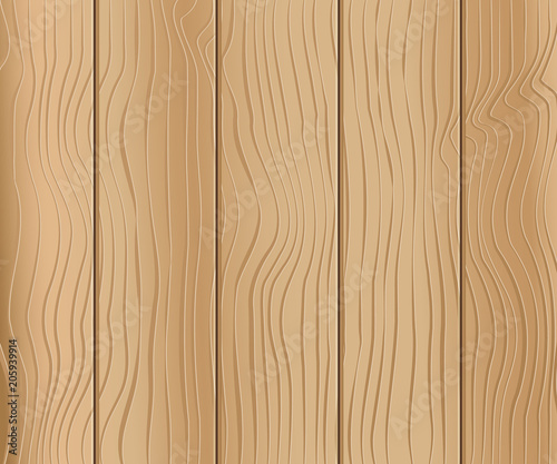 Vector Illustration. Wood texture for decoration. Timber bright-brown background with planks for design