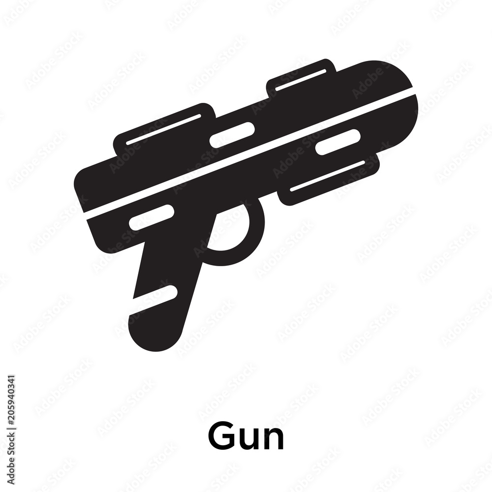 Gun icon vector sign and symbol isolated on white background