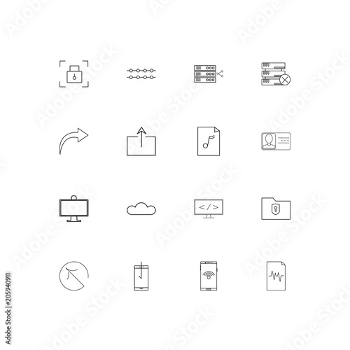 Internet Technologies linear thin icons set. Outlined simple vector icons