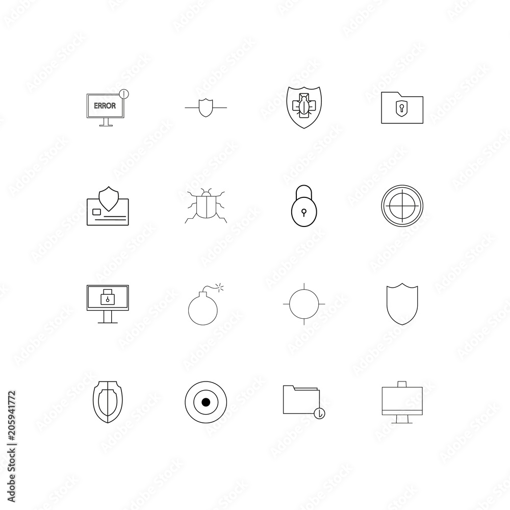 Internet Security linear thin icons set. Outlined simple vector icons Internet Security linear thin icons set. Outlined simple vector icons