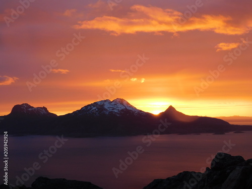  Sunset during the polar day under the polar circle, Bodo, Norway
