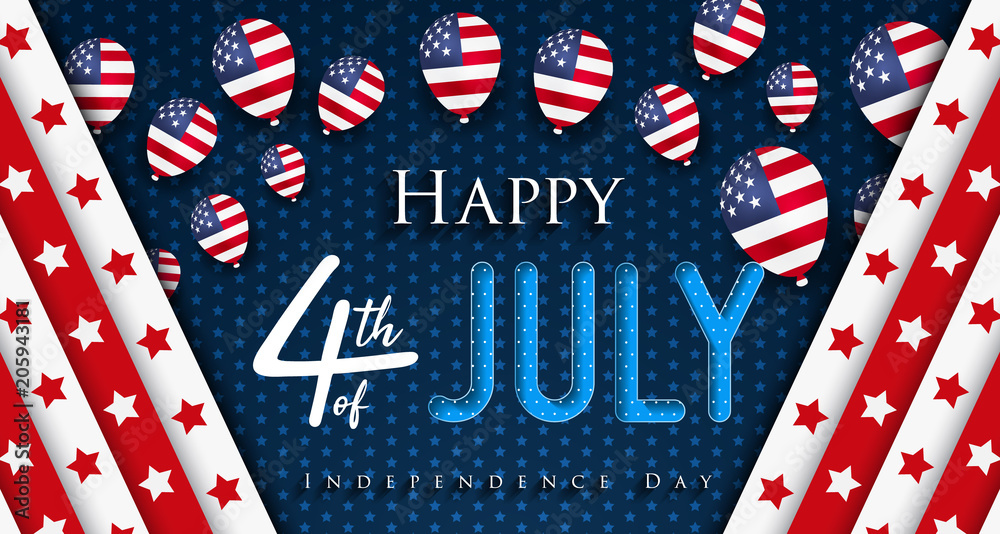 Fototapeta premium Happy 4th of July Independence Day greeting card. Happy independence day of America vector design.