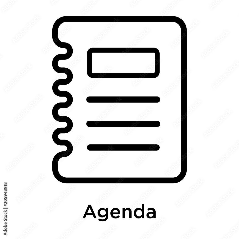 Vecteur Stock Agenda icon vector sign and symbol isolated on white  background | Adobe Stock