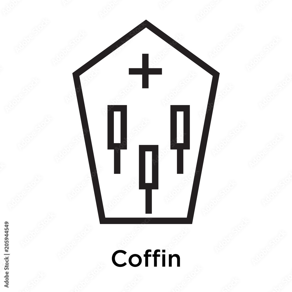 Coffin icon vector sign and symbol isolated on white background Coffin icon vector sign and symbol isolated on white background