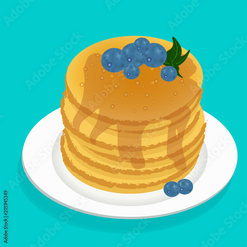 vector delicious hot food pancakes american with honey ,