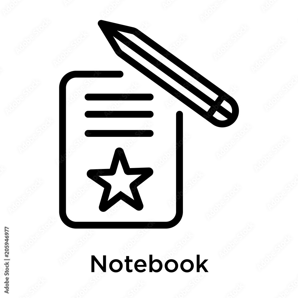 Notebook icon vector sign and symbol isolated on white background