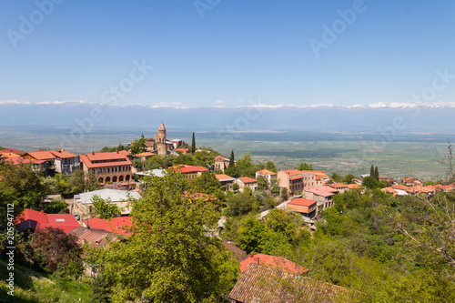 View on the Sighnaghi town and Caucasian mountains  Georgia