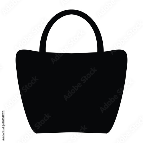 A black and white silhouette of a handbag