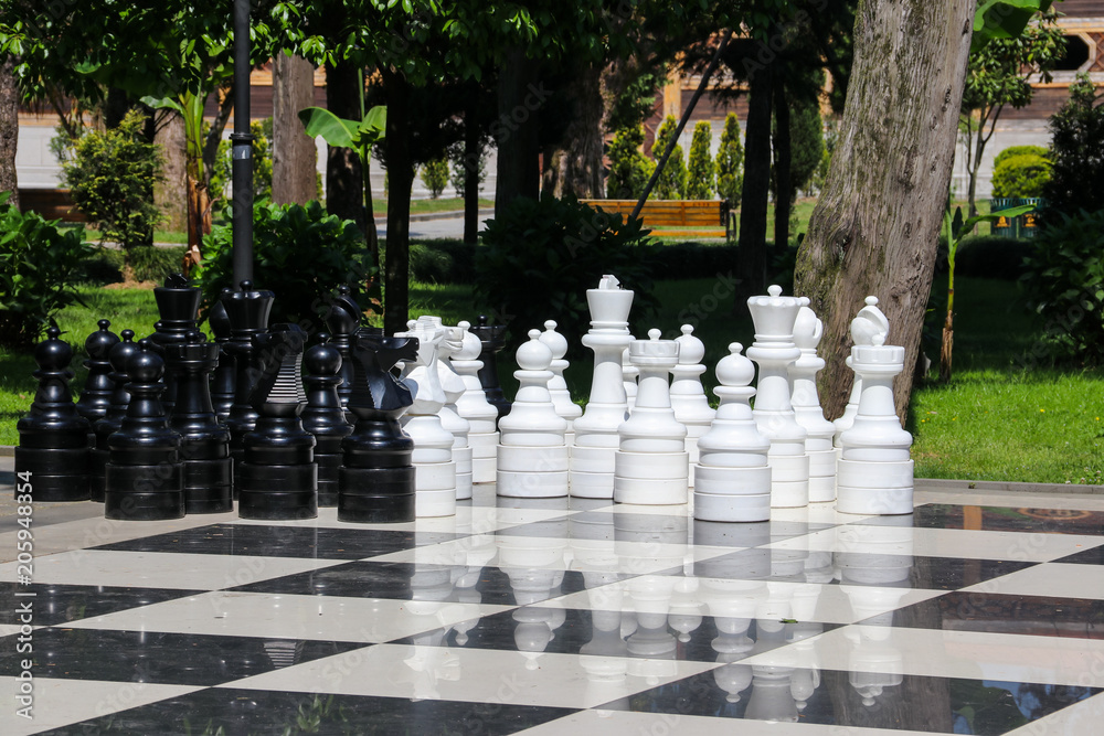 Big chess board in city park in Batumi, Georgia