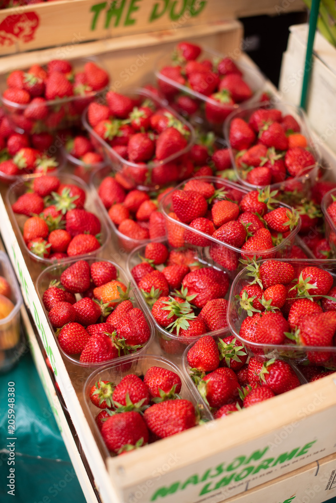 Strawberries at the farmer's market, Paris Strawberries at the farmer's market, Paris