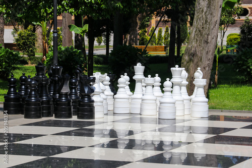 Big chess board in city park in Batumi, Georgia