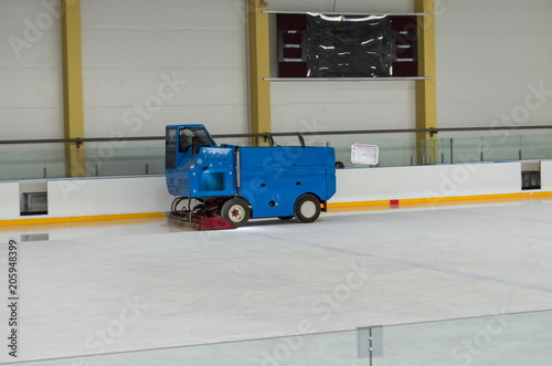 Zamboni prepares the ice at the indoor ice arena photo