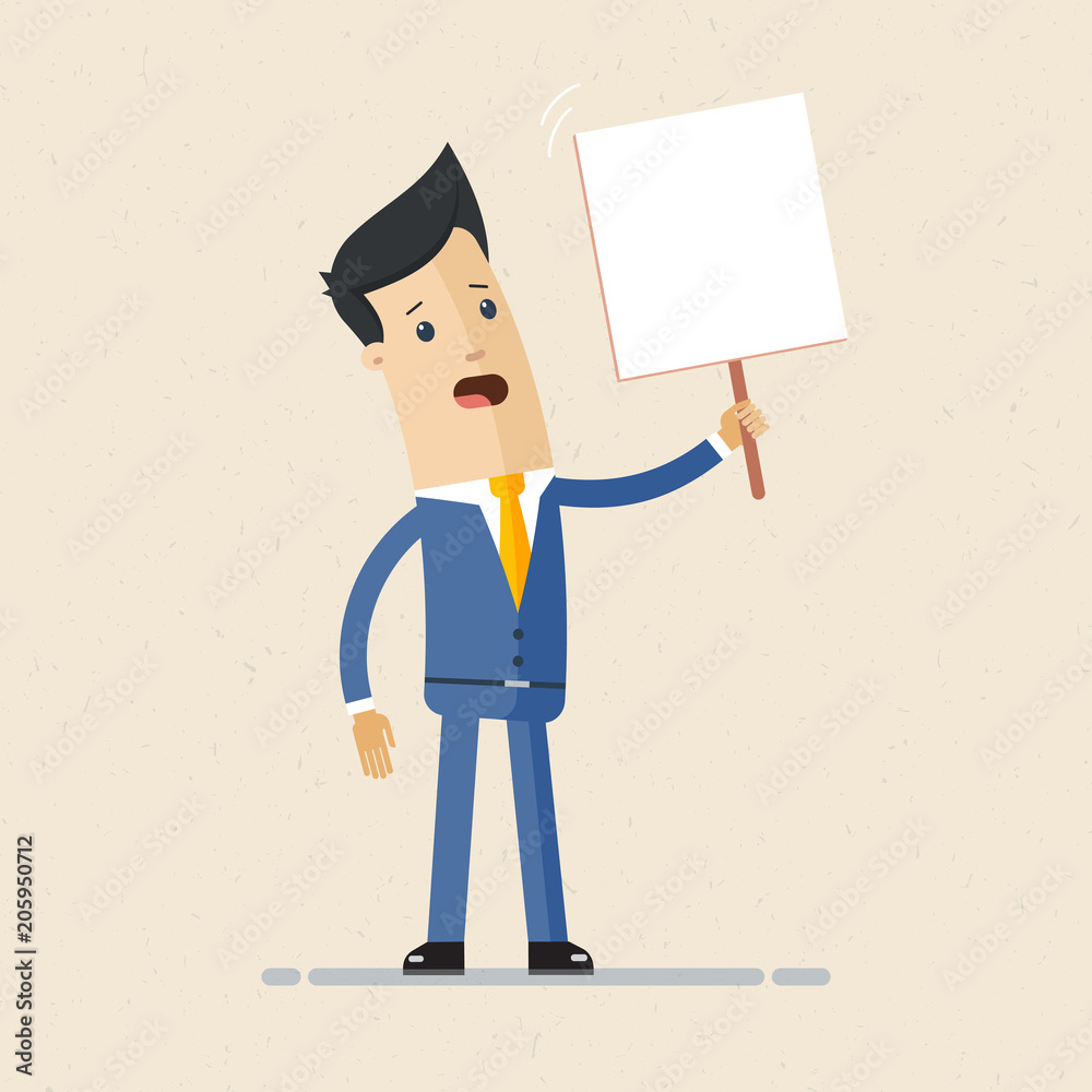 Business man holding tablet with text. Be smart and free blank space for your text Business man holding tablet with text. Be smart and free blank space for your text
