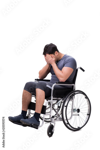 Man on wheelchair isolated on white background © Elnur