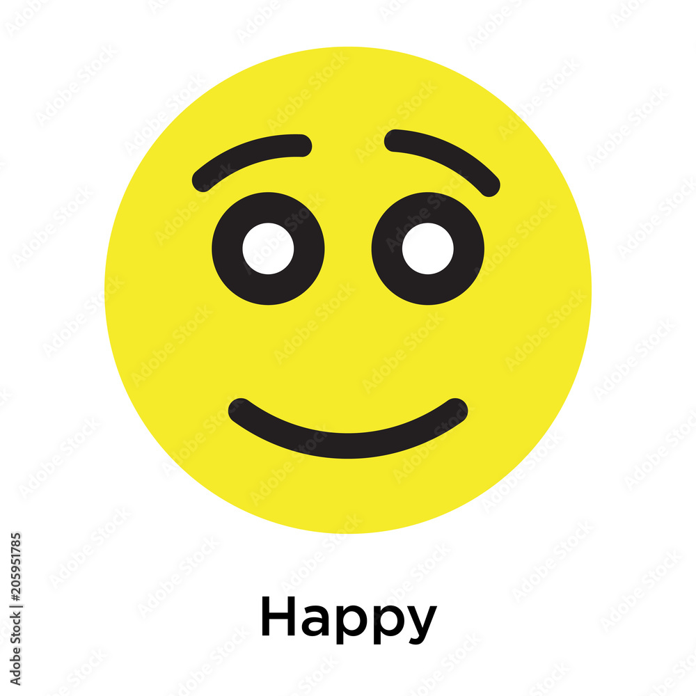 Fototapeta premium Happy icon vector sign and symbol isolated on white background