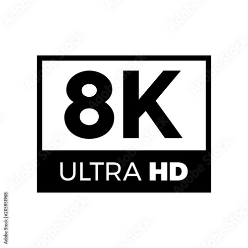 8K Ultra HD symbol, High definition 8K resolution mark, UHD - 4320p