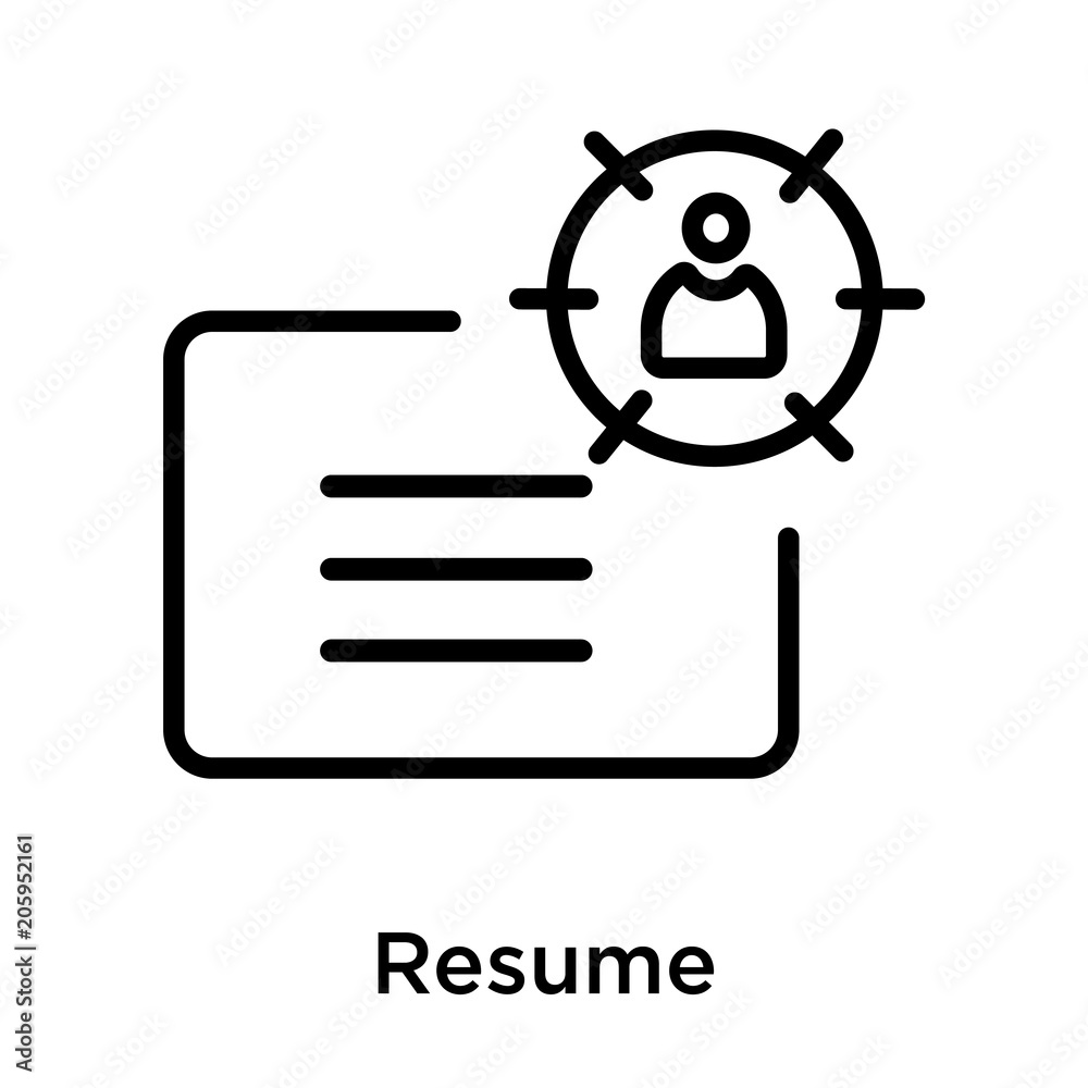 Resume icon vector sign and symbol isolated on white background