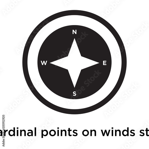Cardinal points on winds star symbol icon vector sign and symbol isolated on white background