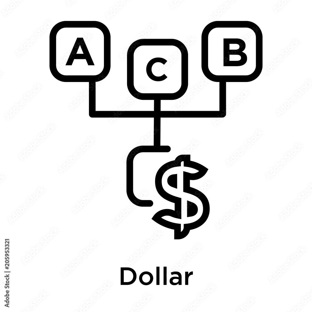 Dollar icon vector sign and symbol isolated on white background