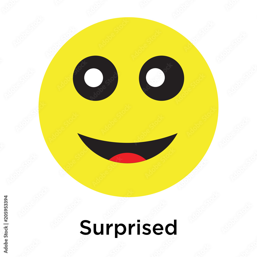 Fototapeta premium Surprised icon vector sign and symbol isolated on white background
