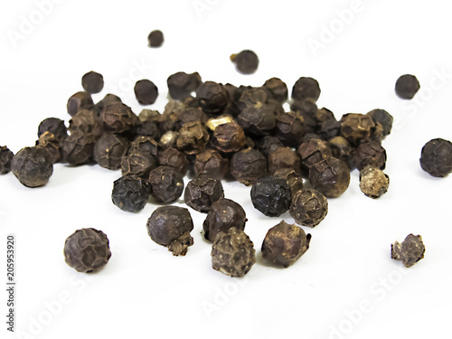 Black Pepper seeds isolated on white background