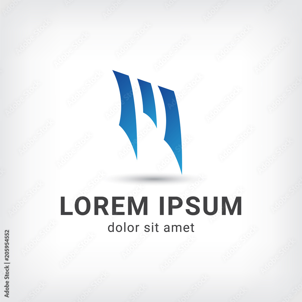 letter m vector logo design template, sharp icon, propeller sign, curve symbol, negative space monogram, vector illustration
