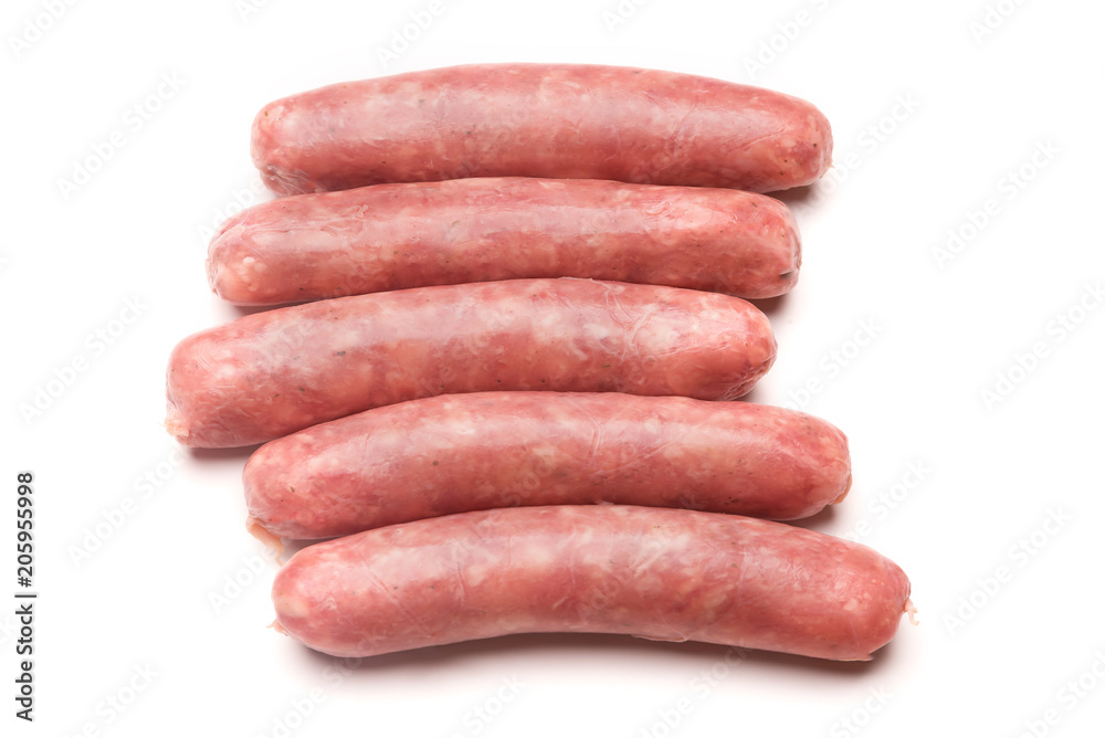 Grilled sausages isolated on white background Grilled sausages isolated on white background