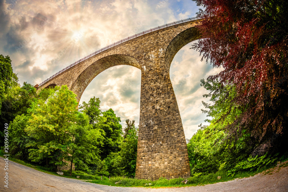 Fototapeta premium Old railway arch bridge in Germany